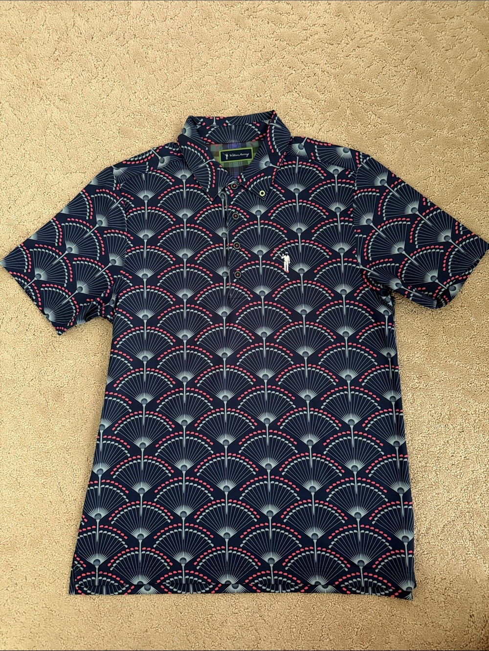 William Murray Performance Polo Peacock Golf Print